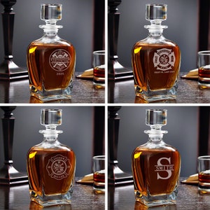 Engraved Whiskey Decanter Set for Firefighters Firefighter Retirement ...