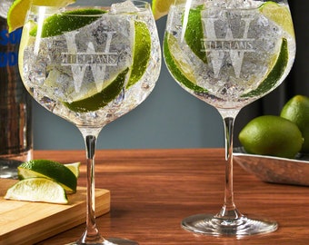 Custom Gin and Tonic Glasses - Custom Cocktail Glasses, Vodka Glasses, Etched Gin and Tonic Glass -