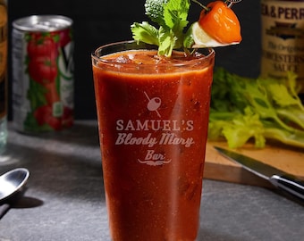 Engraved Bloody Mary Glasses - Personalized Bloody Mary Cocktail Glasses, Bloody Mary Accessories,  Perfect Bloody Mary Brunch Glass -