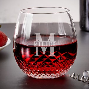 Custom Crystal Wine Glass Stemless - Wine Lover Gift, Engraved Wine Glass, Stemless Wine Glass