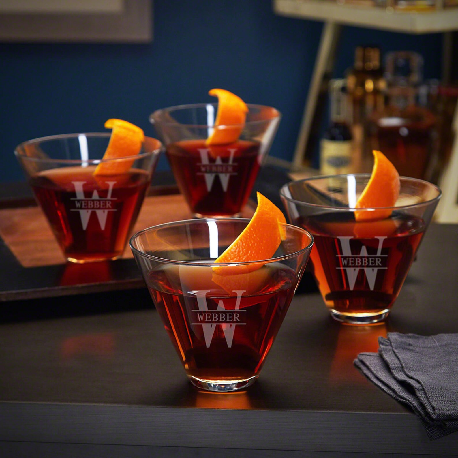 Oakmont Personalized Stemless Martini Glasses Set of 4 Etsy