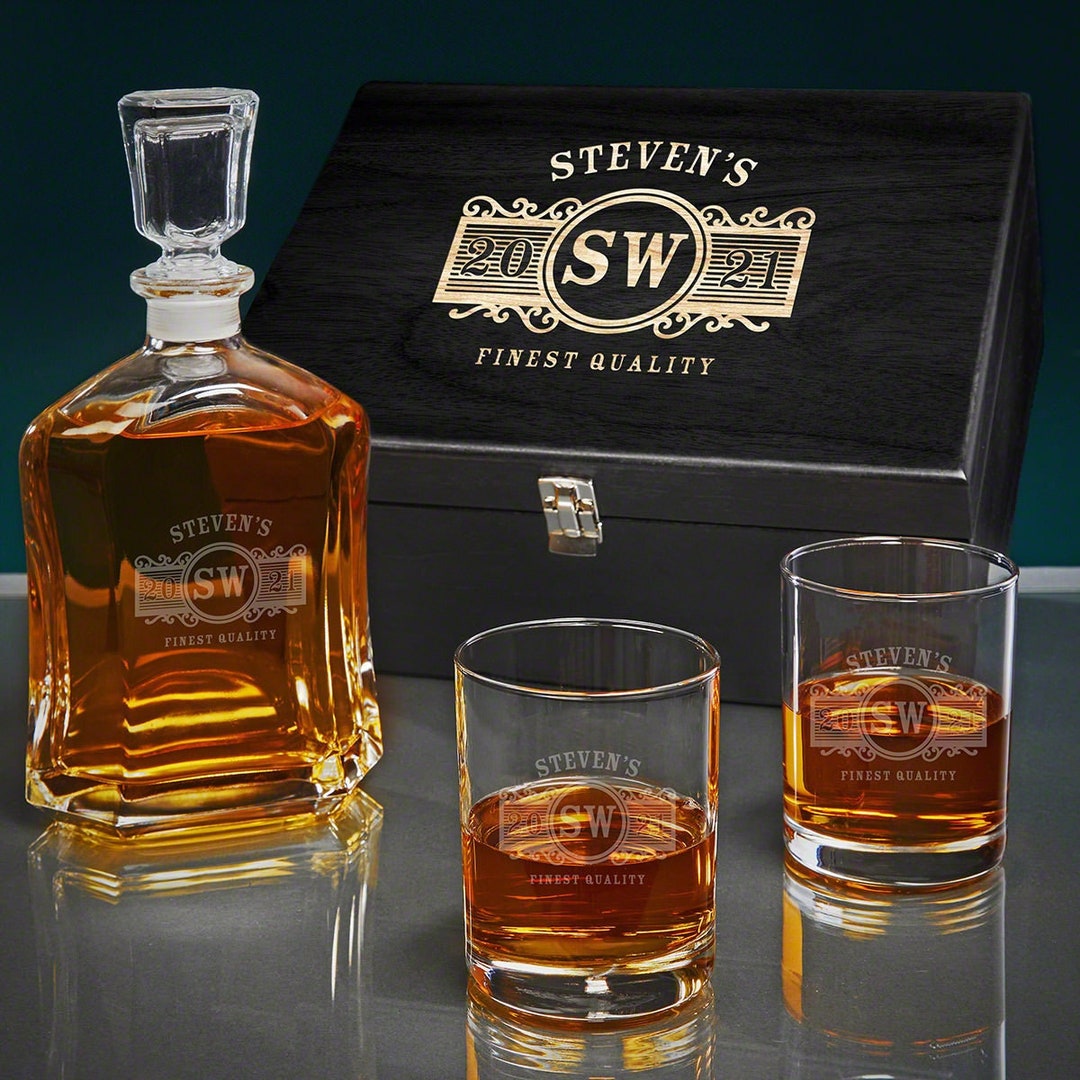 Marquee Engraved Argos Whiskey Decanter and Glasses Gift Box Etsy