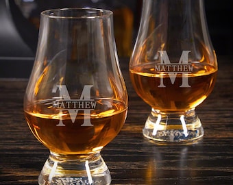 Engraved Glencairn Glasses - Etched Whiskey Glasses, Engraved Scotch Snifters, Whiskey Neat Glass, Glencarin Bourbon Glasses *