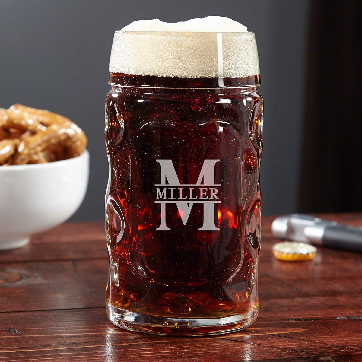 6x German Beer Stein Glass 1L Dimpled Mug Tankard Drink Pint Cider