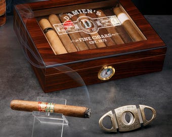 Cigar Humidor Set - Gifts for Cigar Lovers, Smoker Accessories Gift, Wedding Gift for Groomsmen, Best Man, Father of The Bride
