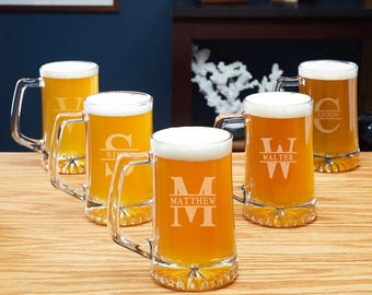 Custom Groomsmen Beer Mugs, Set of 5 - Engraved Beer Mug, Groomsmen Gifts, Custom Beer Glass Set, Etched Beer Mugs, Beer Lover Gift -