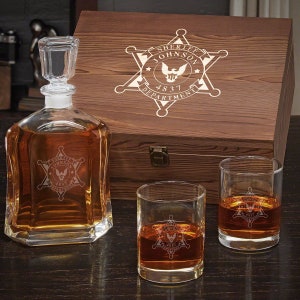 Personalized Whiskey Decanter Set - Law Enforcement Gift, Deputy Sheriff Gifts, Sheriff Gift, Whiskey Decanter, Sheriff Gifts Decanter -