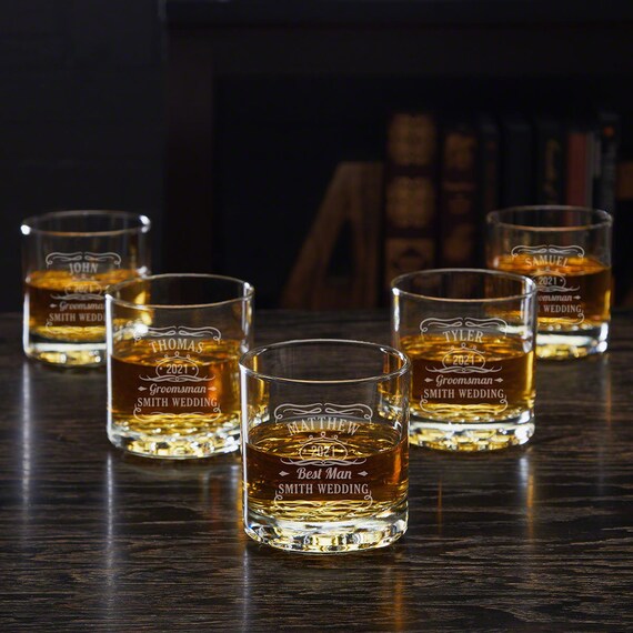 Tennessee Whiskey Engraved Set of Five Whiskey Glasses Etsy