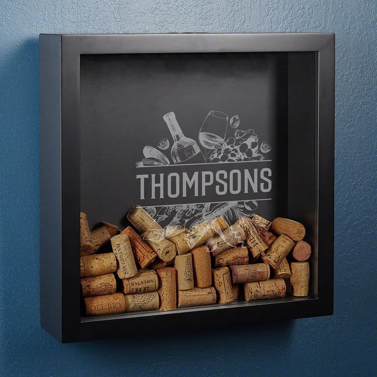 Personalized Wine Cork Display Case Black Shadow Box Etsy