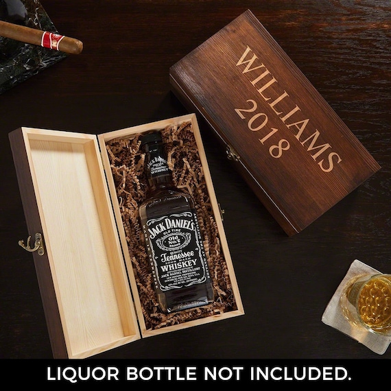 suerte historia Montón de Caja de regalo de madera grabada para botellas de licor - Etsy México
