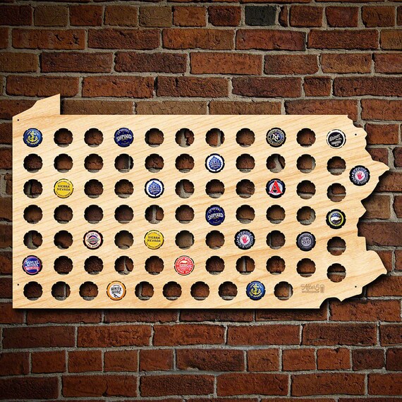 Bottle Cap State Map Pennsylvania Beer Cap Map Bottle Cap Holder Creates Cool | Etsy Ireland