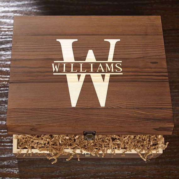 Engraved Wooden Gift Box, Medium - Etched Keepsake Box, Memory Box, Wood Gift Box, Carved Wooden Box, Anniversary Box, Card Box Wooden-