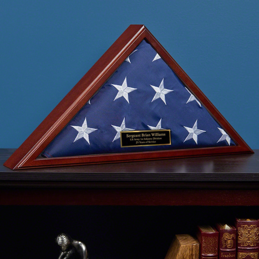 Custom Burial Flag Case Made in USA Personalized Flag Display Case