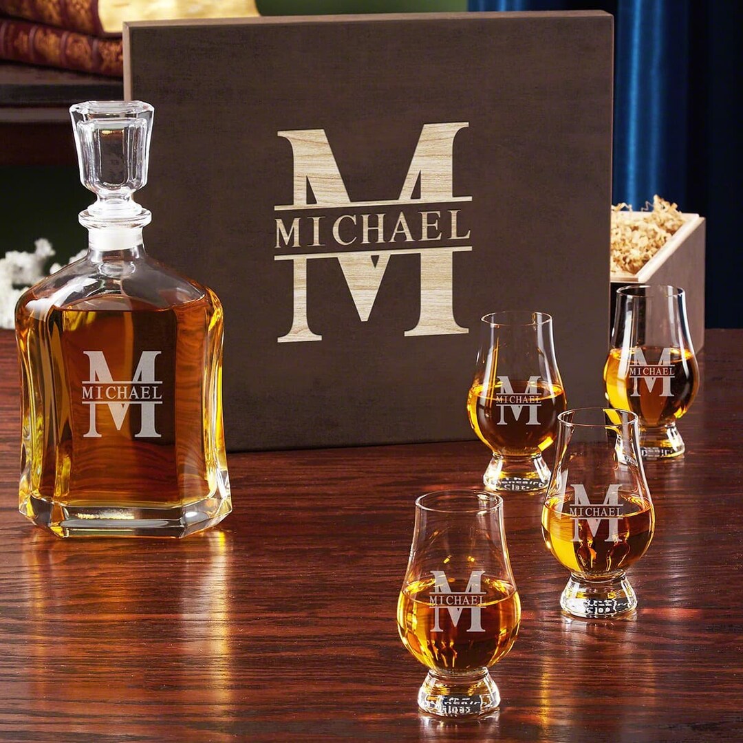 Glencairn Custom Decanter Set Engraved Glencairn Glasses, Whiskey Gift ...