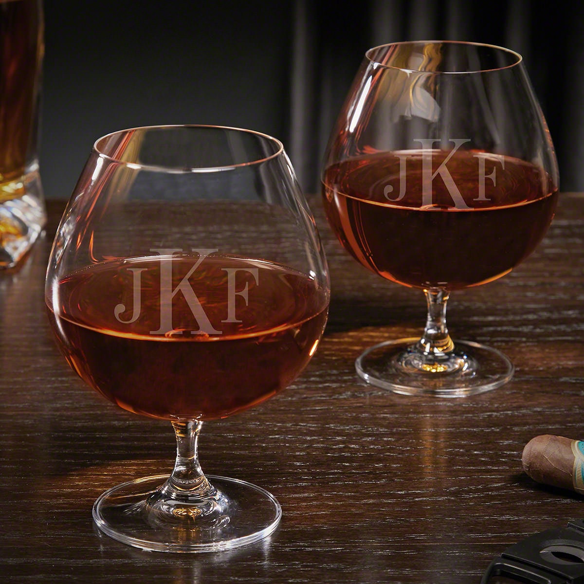 Classic Monogram Custom Grand Cognac Glasses Set of 2 - Etsy Nederland