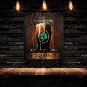 Failte Personalized Irish Pub Sign - Irish Pub Decor, Wooden Custom Bar Sign, Home Bar Sign, Irish Bar Sign, Man Cave Sign