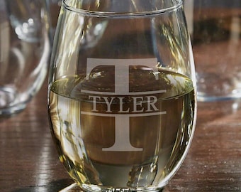 Custom Wine Glass - Etched Stemless Wine Glass, Bridal Party Gift, Wine Lover Gift, Personalized Stemless Glasses