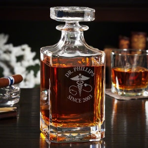 Custom Whiskey Decanter Set for Doctors - Med School Graduation Gift, Engraved Decanter, Whiskey Gift for Doctors
