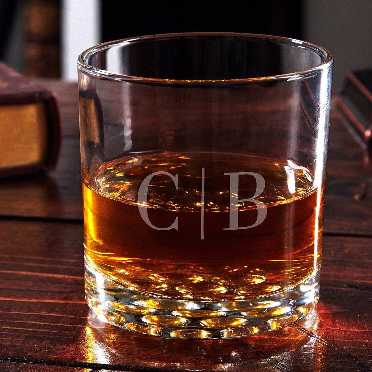 Etched Fancy Initial Whiskey Glass, Design: K6 - Everything Etched