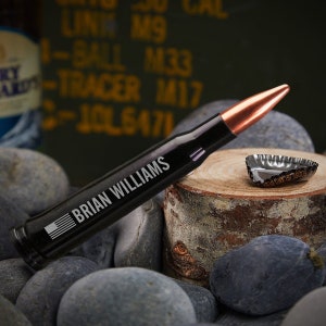 Laser Engraved Bullet Bottle Opener - Bottle Opener Gift for Him, Beer Bottle Opener, Military Gift, Groomsmen Gift, Best Man Gift