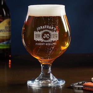 Personalized Belgian Beer Glass - Custom Beer Glasses, Etched Beer Glass, Beer Gift for Him, Craft Beer, Belgian Beer Glasses