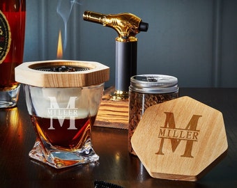 Black Diamond Bourbon Smoker Kit with Torch  - Personalized Gifts for Him, Smoke Top, Gift for Dad, Cocktail Smoker, Twist Whiskey Glasses