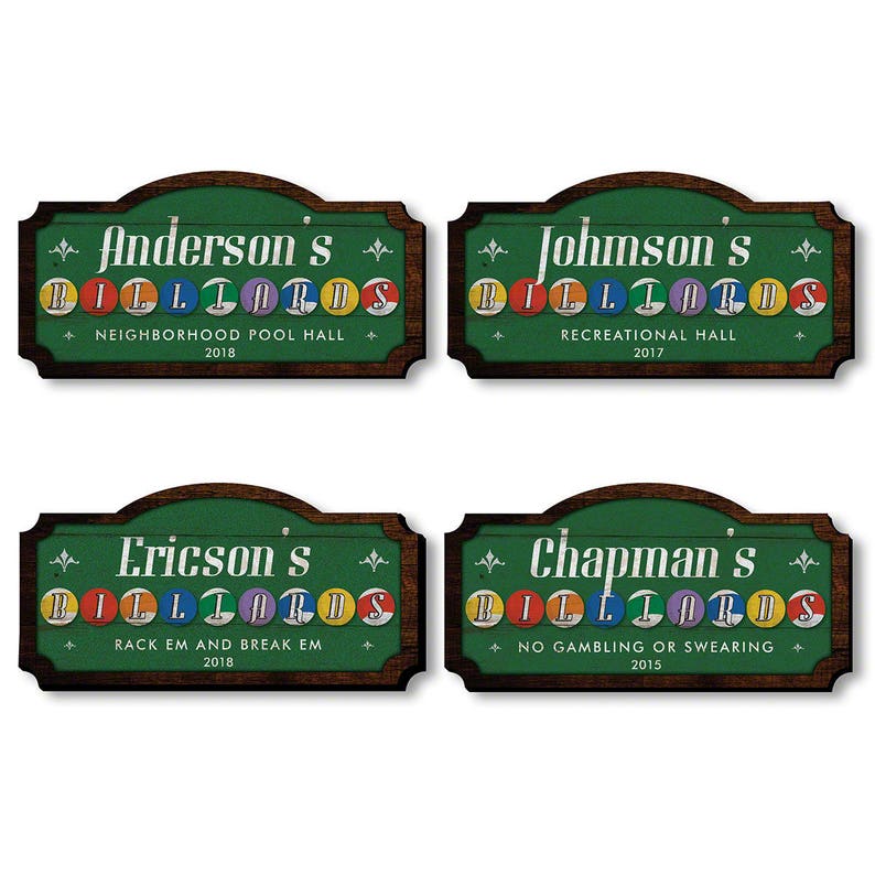 Personalized Pool Hall Wooden Sign Perfect Decor for Man Etsy