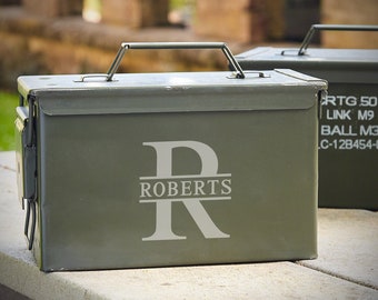 Engraved 50 Cal Ammo Box - Engraved Ammo Can, Groomsmen Gift, Best Man Gift, Wedding Party Gifts -