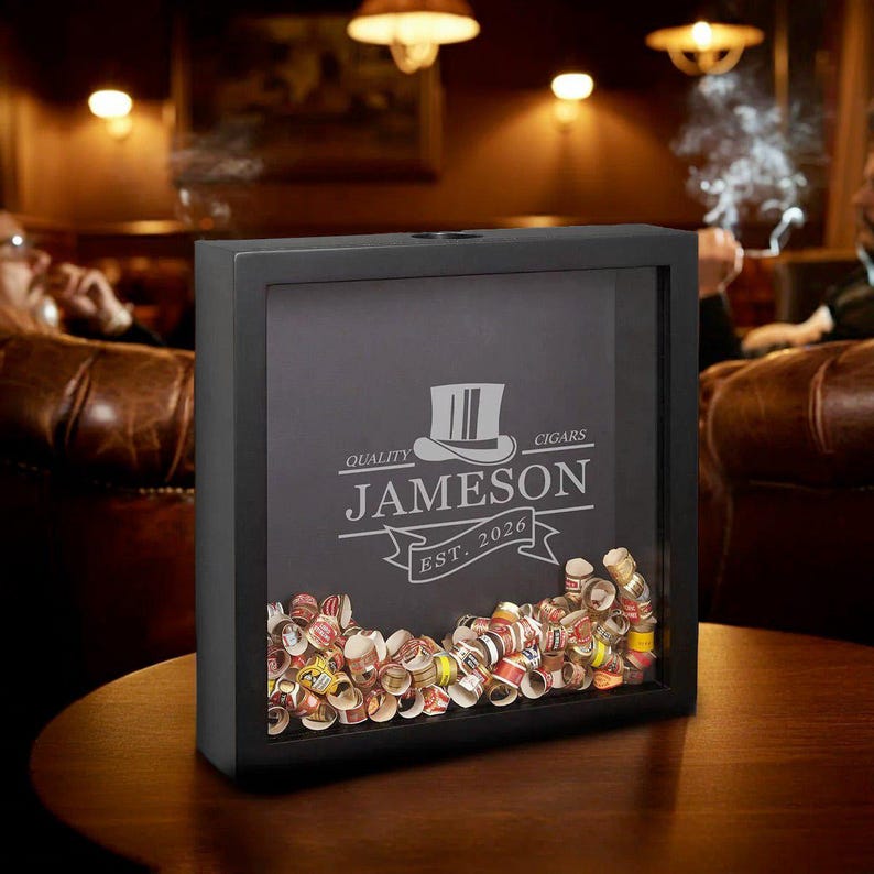 Custom Cigar Band Display Case - Personalized Shadow Box, Gift for Him bild 3