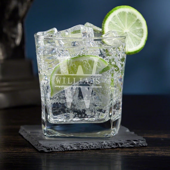 Personalized Gin and Tonic Glass, Engraved Rocks Glass, Custom Lowball Cocktail Glass, Gin Lover Gift