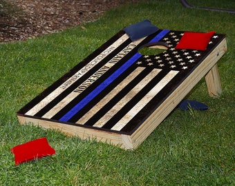 Customized Police Gift and Bean Bag Toss Game - Custom Corn Hole Game, Police Officer Gift, Tailgating Cornhole, Law Enforcement -