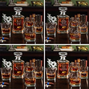 Engraved Bourbon Decanter Set With Bourbon Glasses - Bourbon Decanter ...