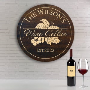 Personalized Wine Cellar Sign - Custom Wine Bar Sign, Wine Cellar Decor, Wine Lover Gift, Custom Wine Sign, Personalized Sign