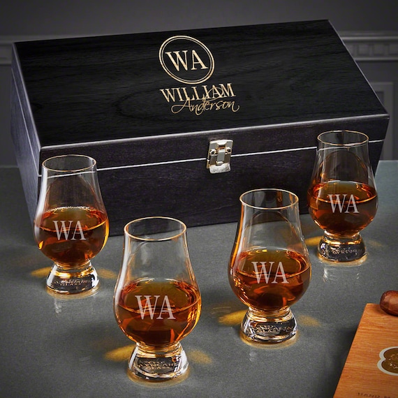Custom Glencairn Whiskey Glass Lid with Single Initial for Whiskey Bourbon Scotch Lovers - Home Wet Bar