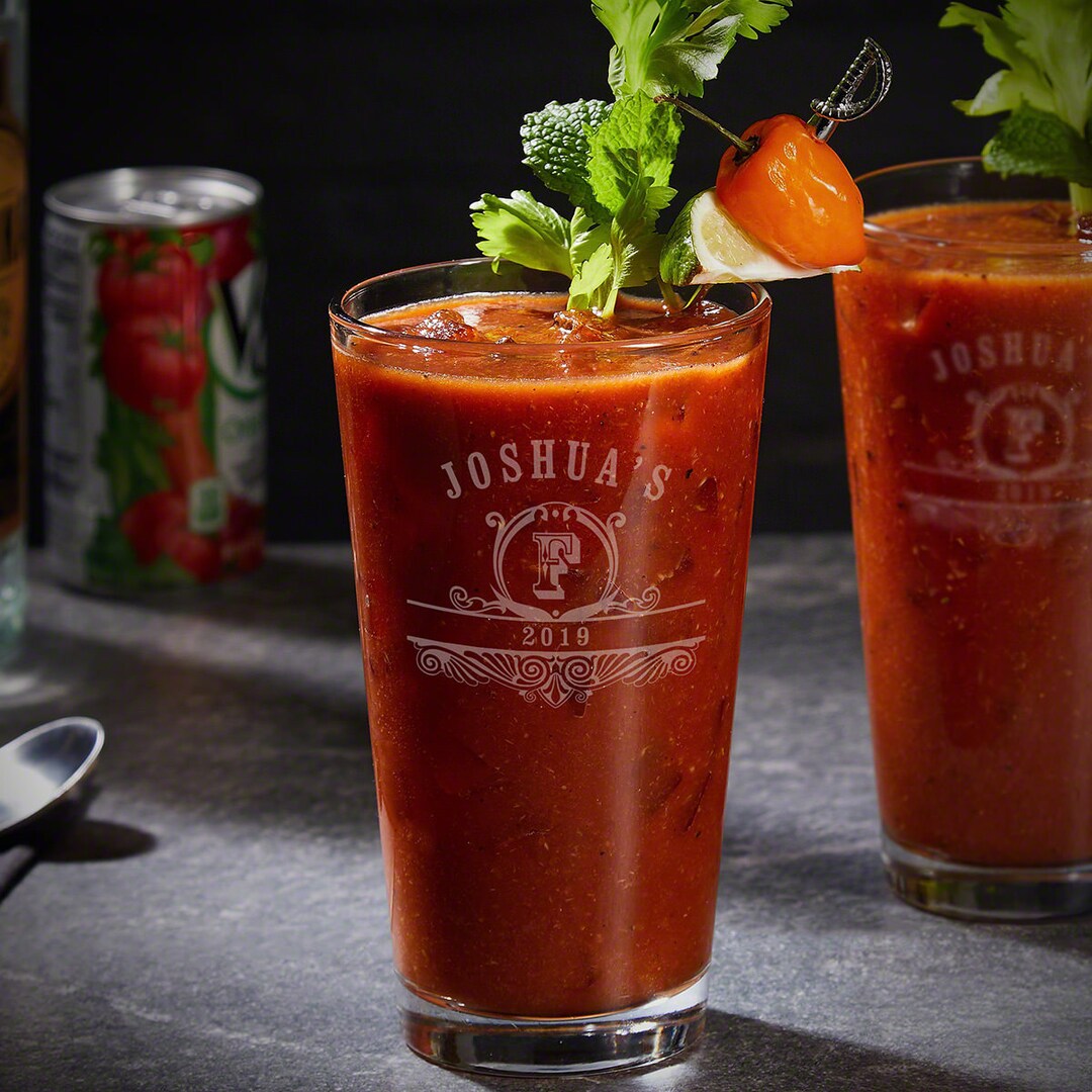 Engraved Bloody Mary Glass - Etched Cocktail Glass, Cocktail Mixing ...