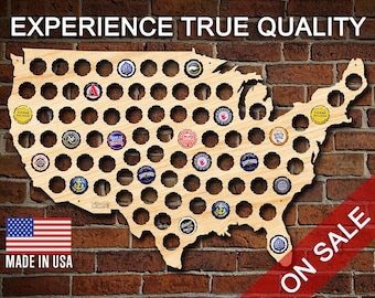 USA Beer Cap Map - Made in USA, Bottle Cap Map, Craft Beer Lover, Beer Cap Holder, Beer Cap Display -