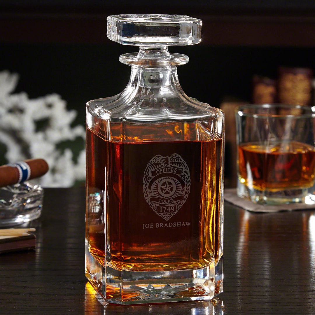 Custom Police Decanter Personalized Whiskey Decanter Police Gift, Police Officer Retirement Gift ...