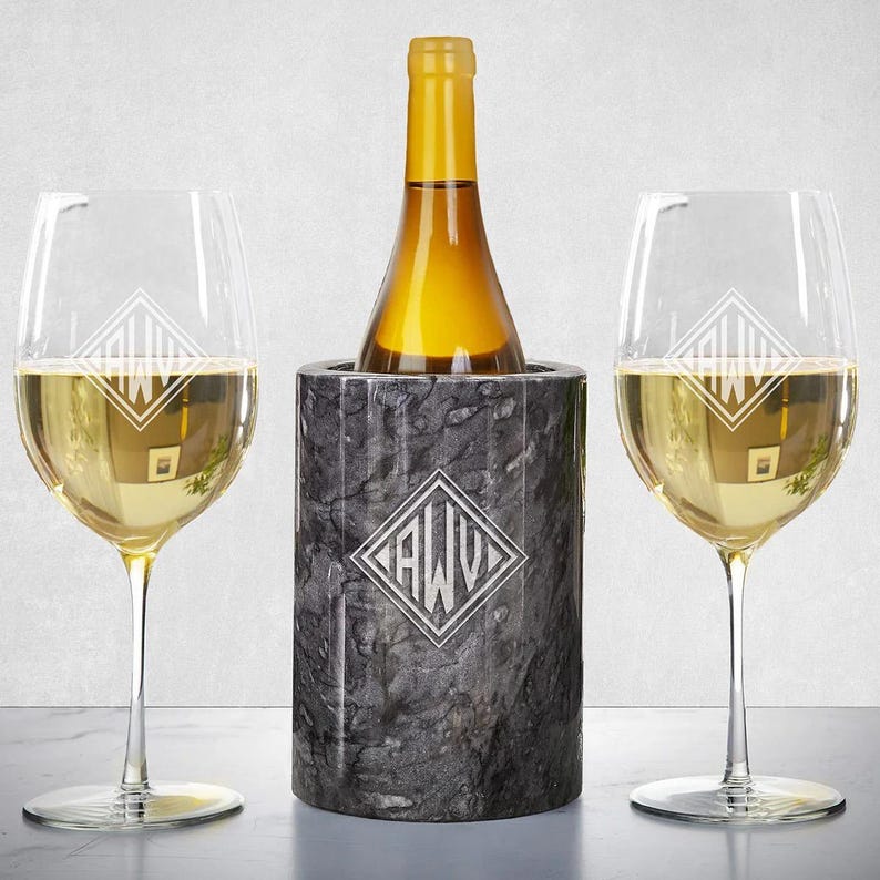 Enfriador de vino de mármol personalizado: enfriador de vino personalizado, enfriador de vino negro, accesorios para servir vino imagen 6