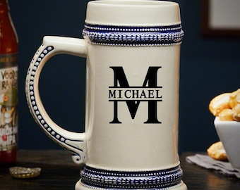 Personalized Ceramic Stein - Perfect for Beer Lovers, Custom Beer Stein, Etched Beer Mug, Oktoberfest Mug, Ceramic Tankard -