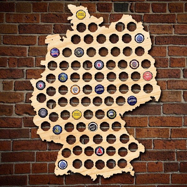 Beer Cap Map of Germany - Unique Beer Gifts for Men - Bottle Cap Holder, German Gifts for Beer Lovers - Great Idea for Travelers