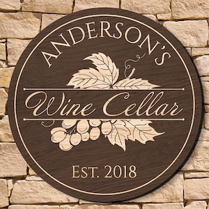 Personalized Wine Cellar Sign - Custom Winery Signs, Vineyard Sign, Personalized Wine Signs -