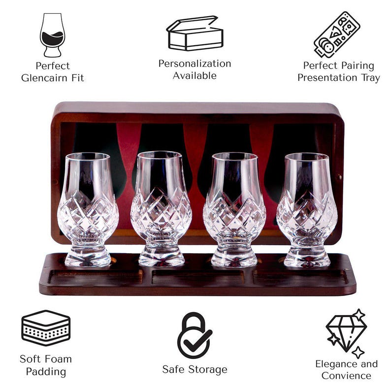 Stanton Cut Glencairn Crystal Glasses With Travel Whiskey Tasting Set - Thumbnail 4
