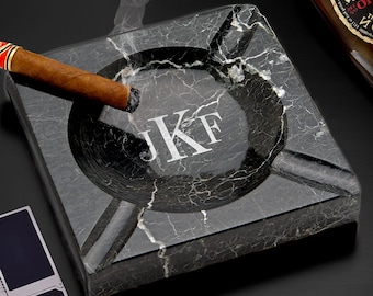 Engraved Square Marble Ashtray - Custom Cigar Gifts, Table Ashtray, Outdoor Ashtray, Cigar Accessories,  Smoker Accessories