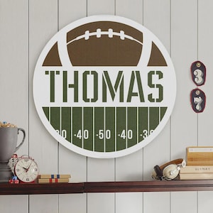 Custom Football Name Sign - Personalized Wooden Football Decor, Perfect Bedroom Sign or Football Lover Gift