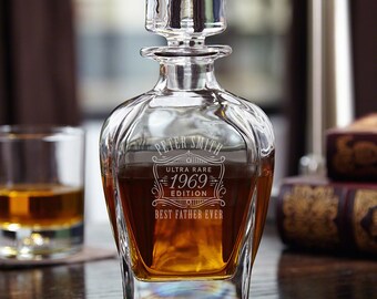 Personalised Engraved Glass Decanter – Whisky Or Brandy – Birthday & Retirement Gift