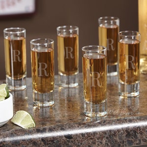 Custom Shot Glasses, Set of 6 - Tall Shot Glasses, Personalized Shot Glass Set, Engraved Shot Glass, Wedding gift, Groomsmen Gifts