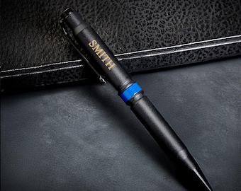 Custom Thin Blue Line Pen - .308 Bullet Pen, Cop Gift, Police Gift, Academy Graduation, Police Retirement, Law Enforcement Gift