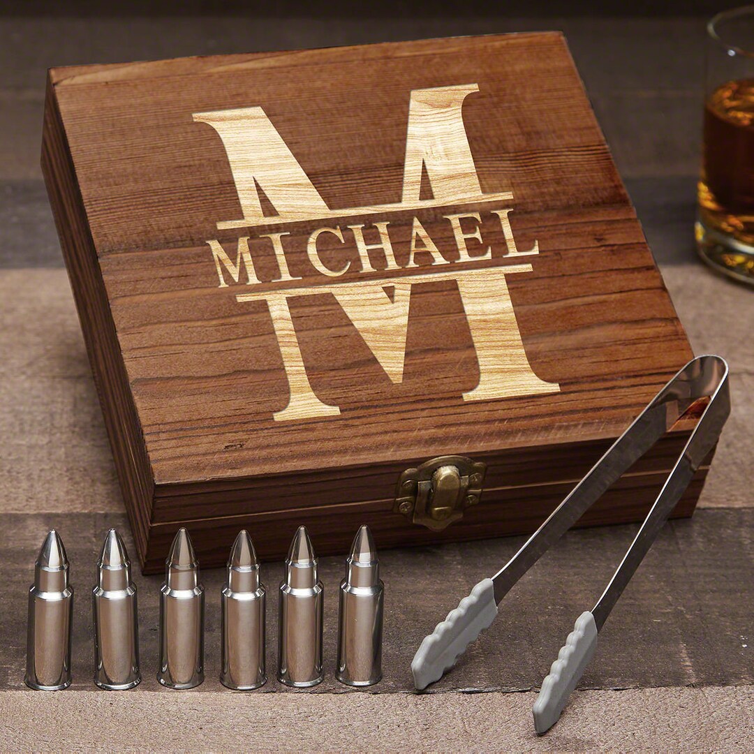 Personalized Bullet Whiskey Stones - Custom Whiskey Stones Gift Set ...
