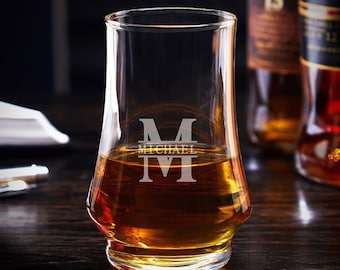 Personalized Kenzie Whiskey Tasting Glass - Etched Whiskey Glass, Vintage Bourbon Snifter Glasses, Small Bourbon Nosing Glass, Neat Glass *