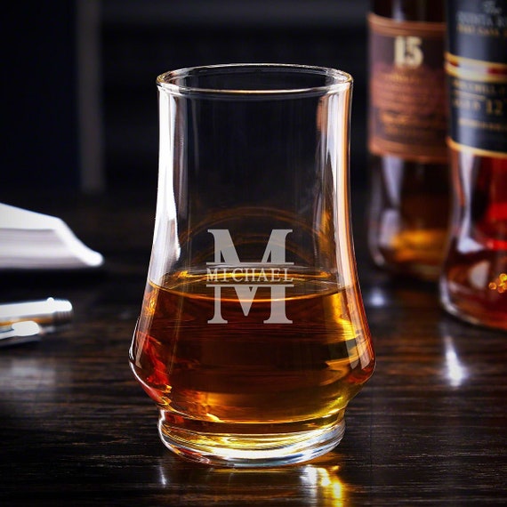 Custom Glencairn Whiskey Glass Lid with Single Initial for Whiskey Bourbon Scotch Lovers - Home Wet Bar